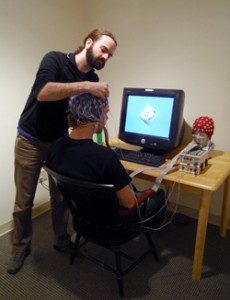 Alex Schlegel during a cognitive neuroscience study at Dartmouth College.