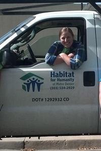 Alyson Harding ’13, assistant construction site supervisor for Habitat for Humanity of Metro Denver