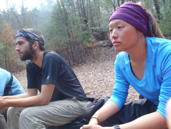 Kat Griffin '11 (right) on a backpacking trek in western N.C.