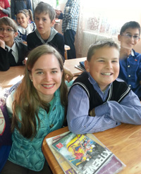Lindsey Robinson ’08 on a Habitat for Humanity trip in Romania