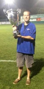 Jon Clemmons '08 celebrating an Asheville Tourists' South Atlantic League championship