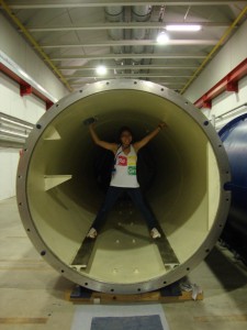 Mia de los Reyes '16 at the European Center for Nuclear Research (CERN) in Geneva, Switzerland, where she interned during summer 2014 and will return this summer.