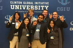 NC State’s delegation to CGI U 2015: Alex Kim '17, Mumta Essarani, Chandler Gonzales '18, Charan Mohan '15, Alex Brown '17, Supriya Sadagopan, and Director of NC State's Center for Student Leadership, Ethics & Public Services (CSLEPS) Mike Giancola