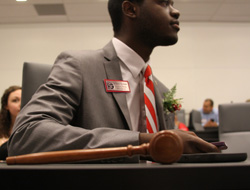 Khari Cyrus '16 being inducted into office as Student Body President for 2015-2016 - Spring 2015