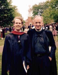 Win Bassett '07 with his mentor, priest, and professor at Yale, Father Tony Jarvis, at graduation