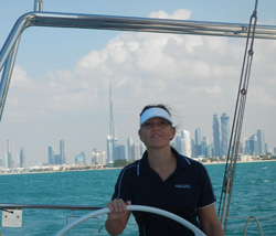 Carrie Farley '00 off the coast of Dubai