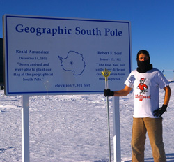 Ryan R. Neely, III ‘09 at the South Pole on a trip to examine aerosol, clouds and ozone over Antarctica during his graduate studies. – January 2012