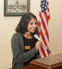 As a member of the Park Class of 2018 Learning Laboratory II planning committee, Richa Patel introduced several speakers during the trip. – Fall 2015