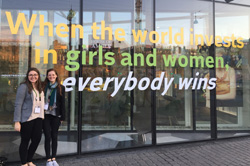 Morgan Barbre ‘19 and Cambray Smith ‘18 at the Women Deliver conference in Copenhagen, Denmark – May 2016