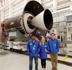 Alina Creamer '20 with the Antares rocket, prior to its October 2016 launch
