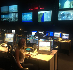 Alina Creamer '20 in NASA Wallops Flight Facility's Range Control Center