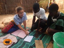 Erika Gutierrez '09 giving French and mathematics lessons in Senegal