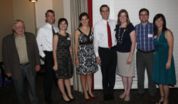 Dr. Gerald Elkan (left) with members of the Class of 2002 during a 2012 Park Scholarships Reunion