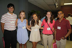 Krystal Smith ‘14 (center) facilitated the Park freshman retreat for Zach Jones ‘17, Meredith Mason ‘17, Ashlyn Johnson ‘17, and Rizwan Dard ‘17 - August 2013