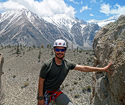 Daniel Snyder ‘12 in the Sierras, learning to set up outdoor rock climbing - 2015