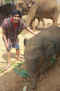 Pranav Kemburu ’19 with an elephant