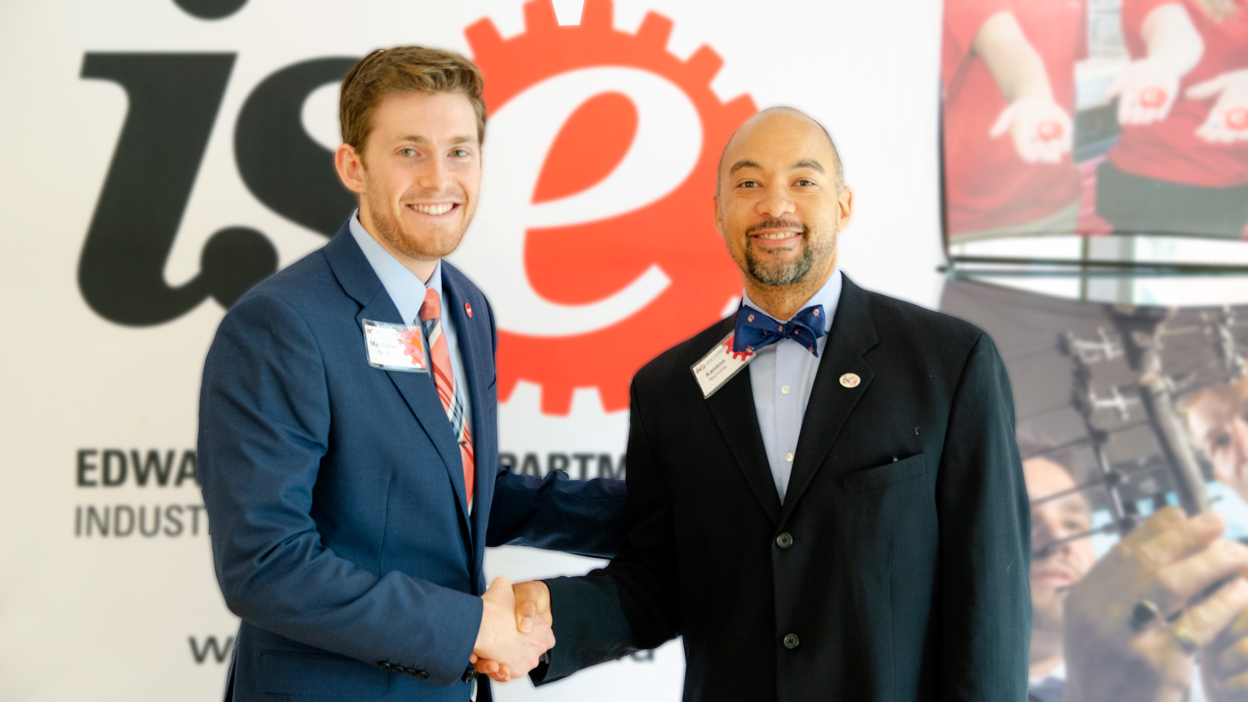 Kanton Reynolds with Matthew Parker during ISE Engineering Design Day 2019